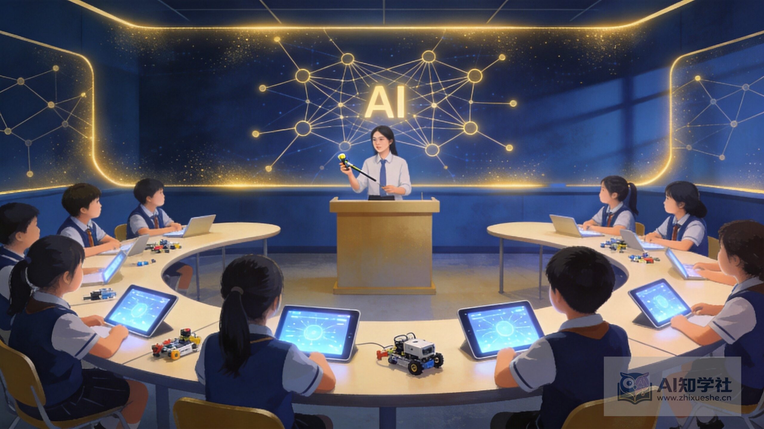 AI教育政策落地,中小学人工智能课程普及示意图